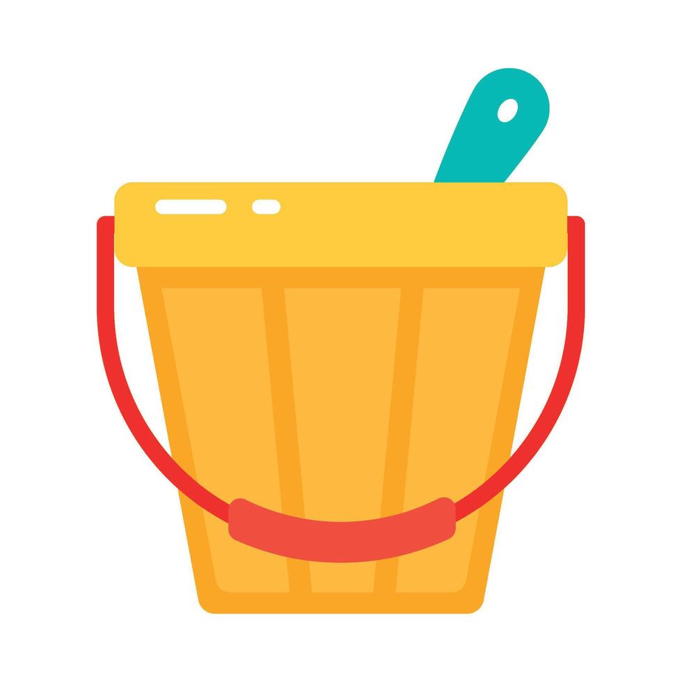 A bucket with a spoon in it on a white background vector
