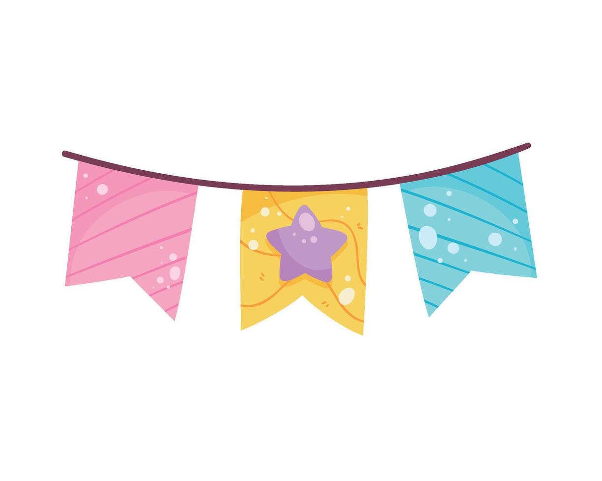 A colorful banner with a star on it vector