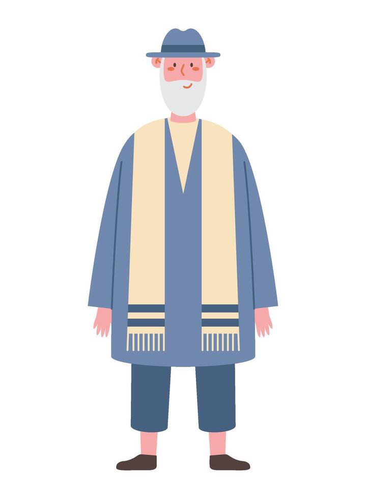 An illustration of a man in a traditional jewish outfit vector