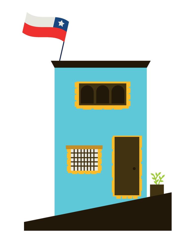A house with a flag on top and a flag on the roof vector