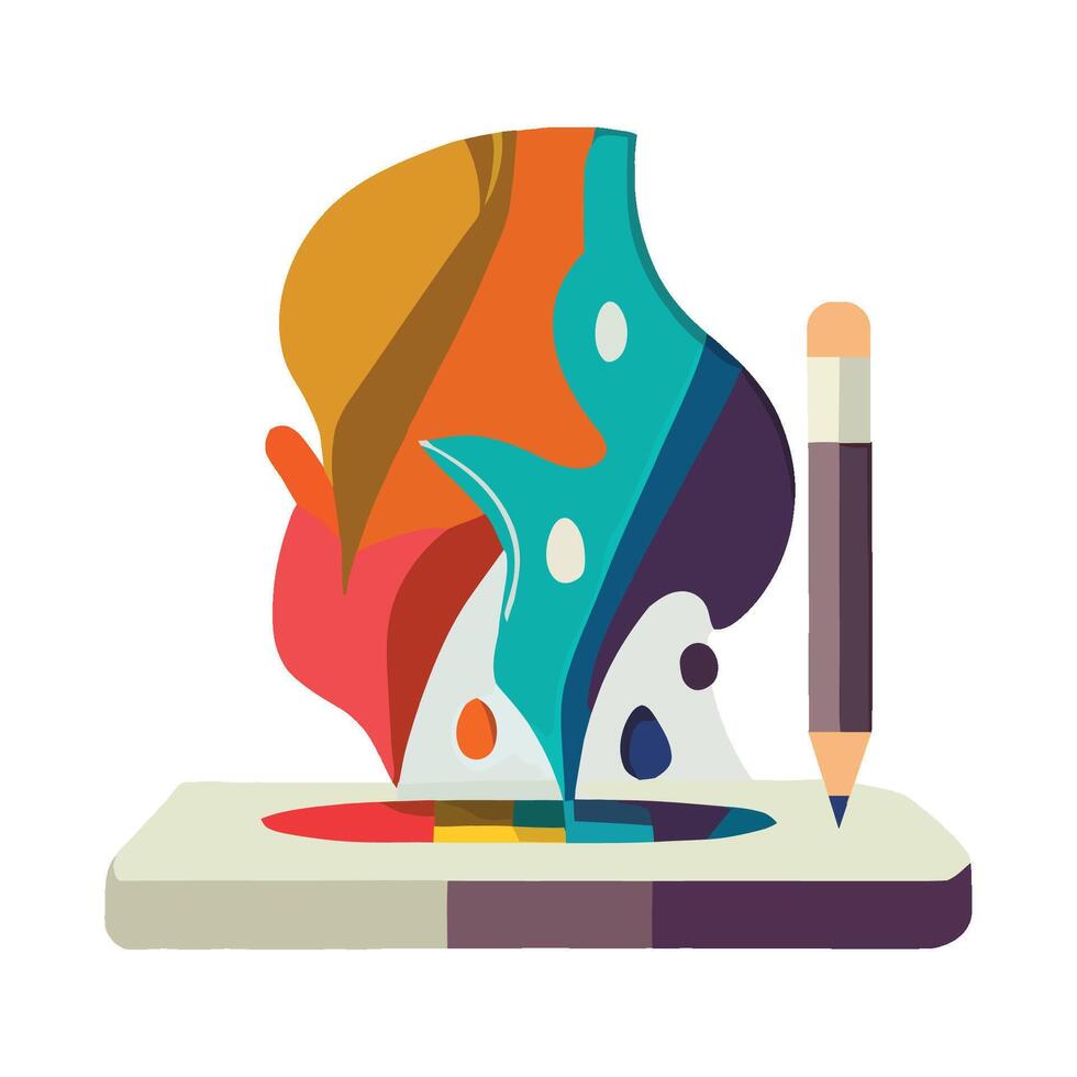 An illustration of a pencil and paintbrush vector