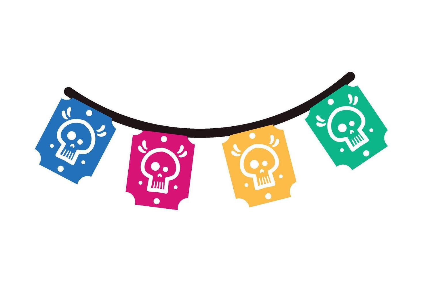 Colorful skull stickers on a string vector