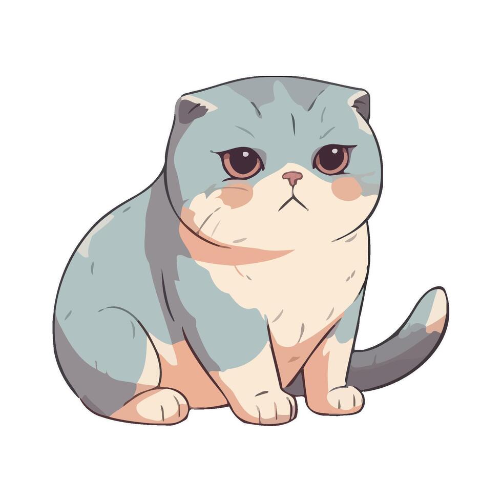 A cartoon cat sitting down with big eyes vector
