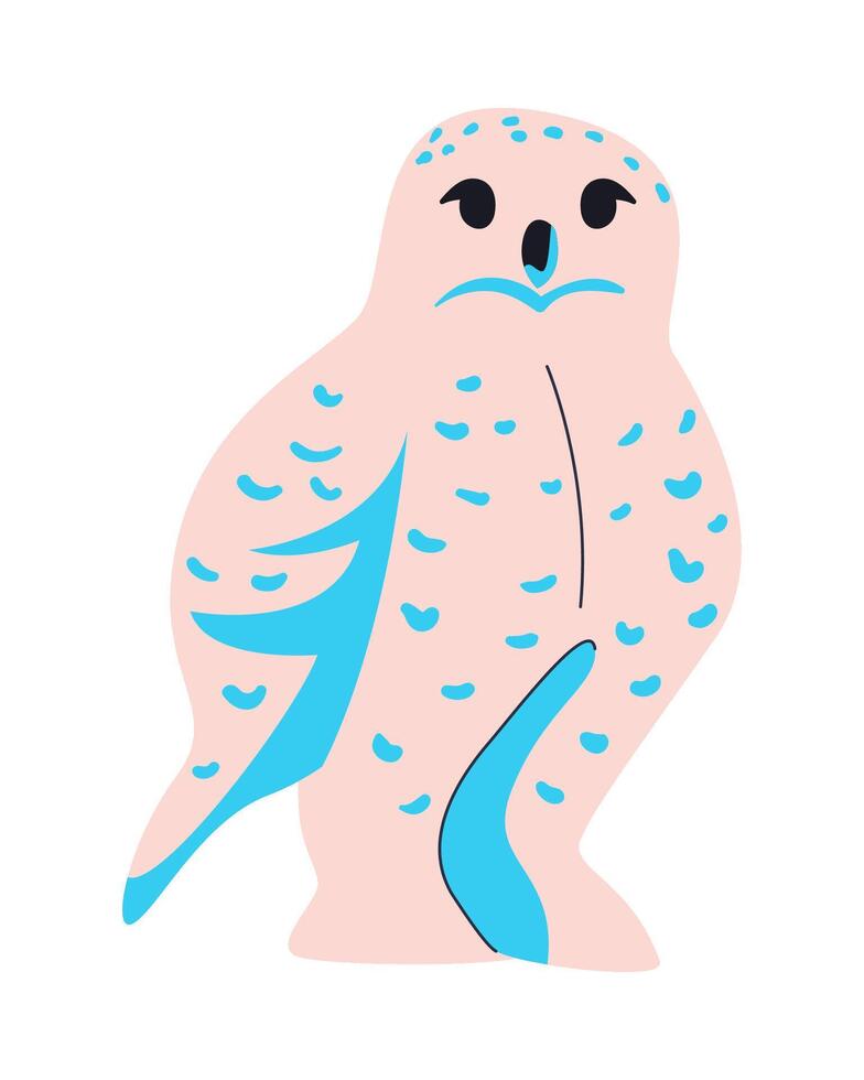 A cartoon owl with blue eyes and pink feathers vector