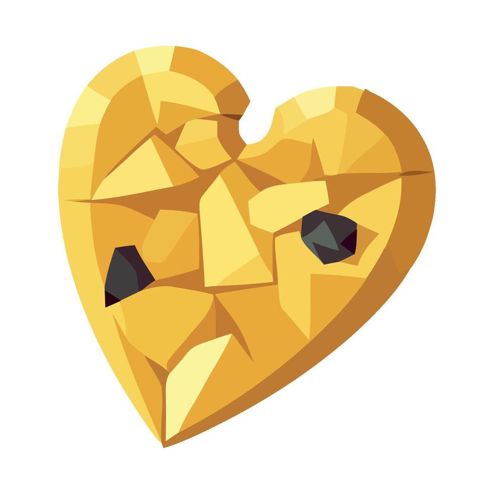A heart shaped cookie with black dots on it vector