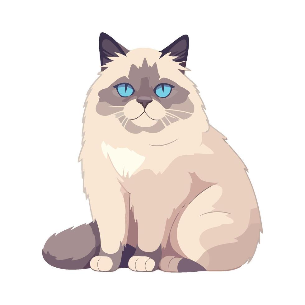 A cute cat with blue eyes sitting down vector