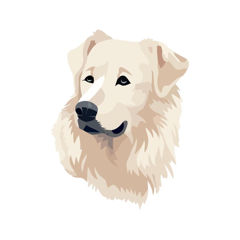 A white dog with a black nose and a big head vector