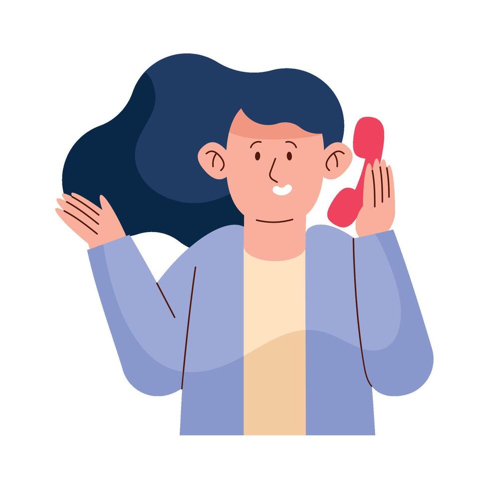 Woman talking on phone illustration vector
