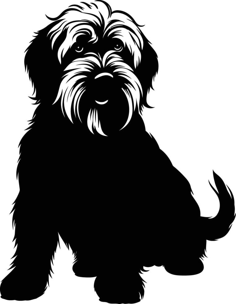 A simple and striking black and white silhouette of a seated dog, perfect for pet related designs, logos, and illustrations vector