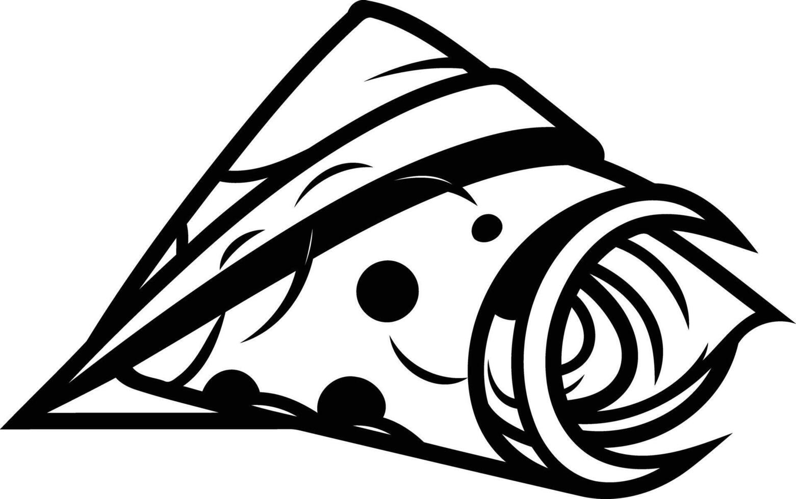 Black and white illustration of a stylized, geometric eye with a triangular design vector
