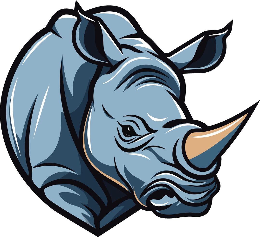 A fierce and powerful rhinoceros head illustration, perfect for branding, logos, or mascot designs vector