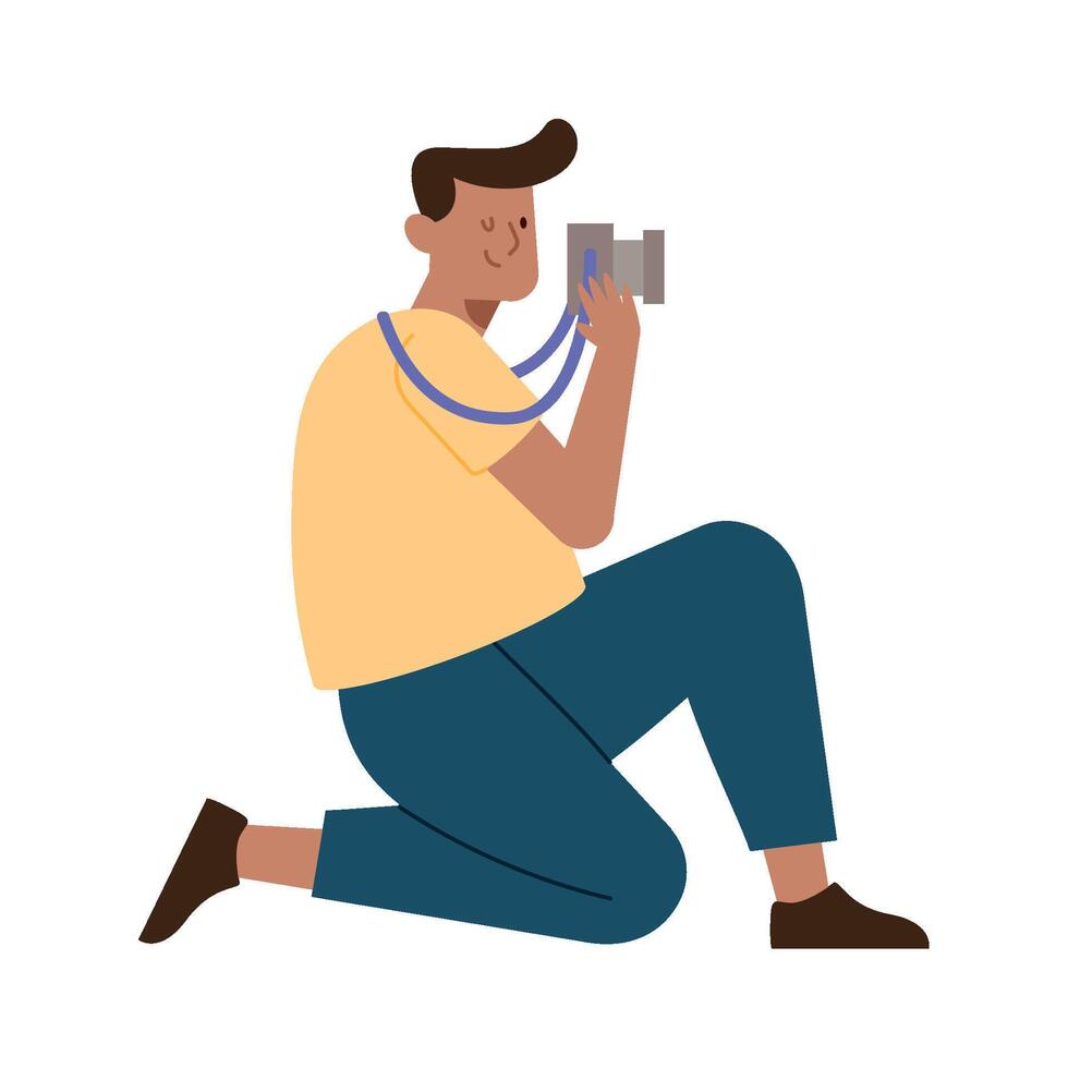 Man taking pictures with camera illustration vector