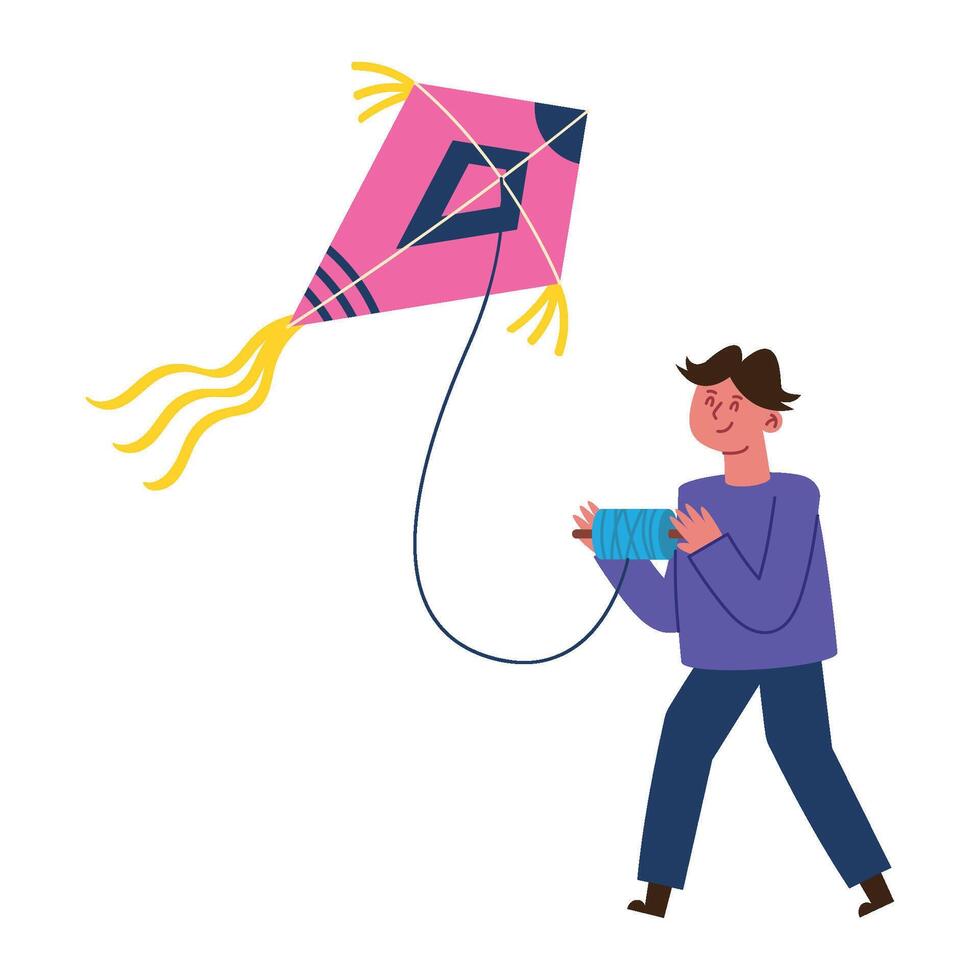 A man is flying a kite with a cell phone vector