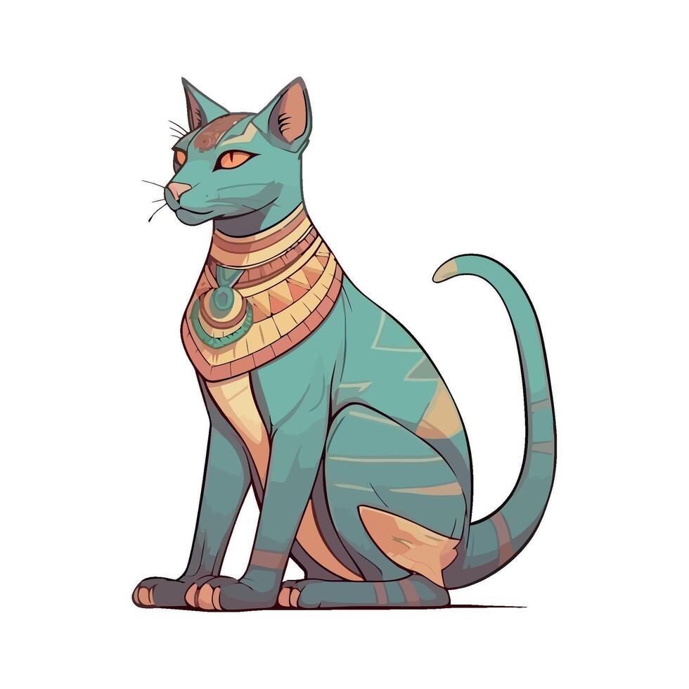 An egyptian cat with a gold collar vector