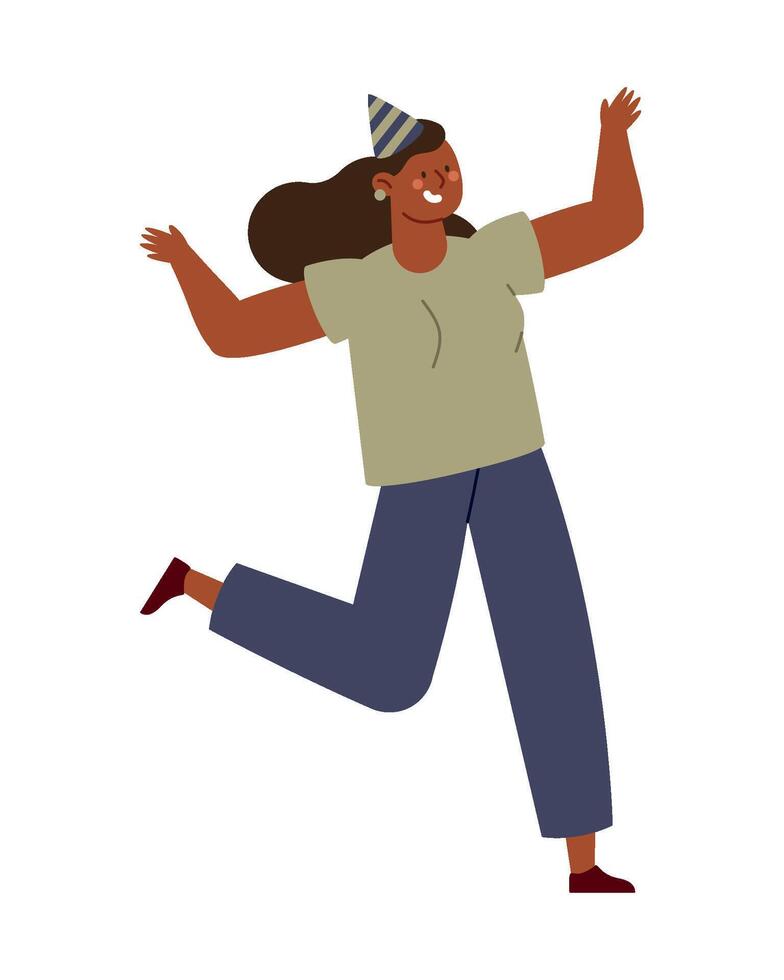 Happy woman with party hat illustration vector