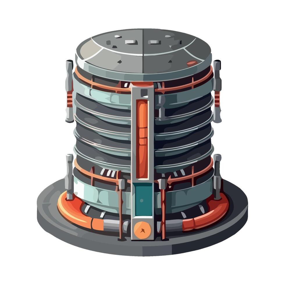 An illustration of a large machine with a large tank vector