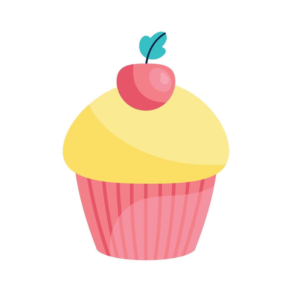 Cupcake with cherry on top illustration vector