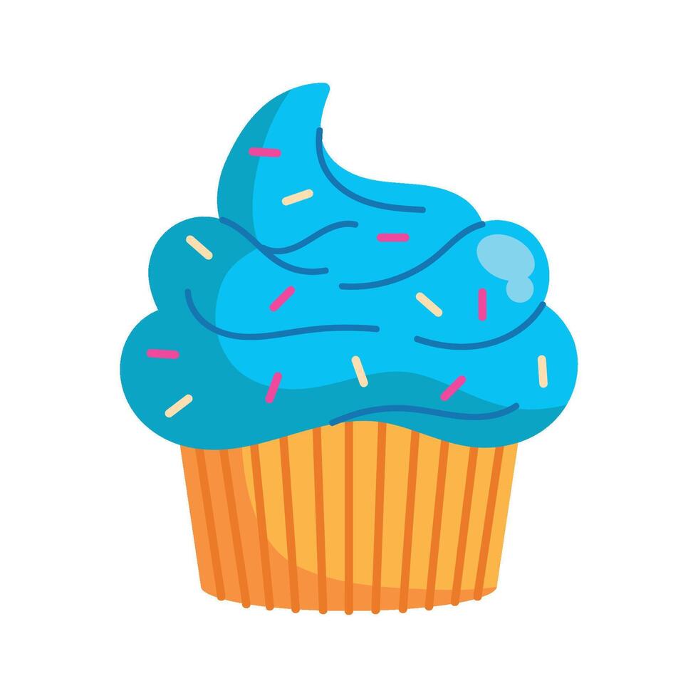 Blue cupcake with sprinkles illustration vector
