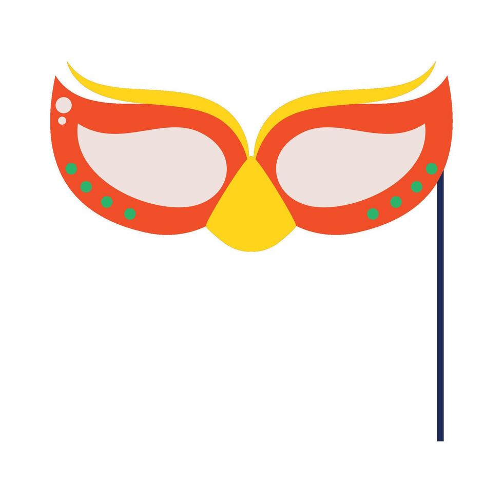 An orange and yellow mask with green eyes vector