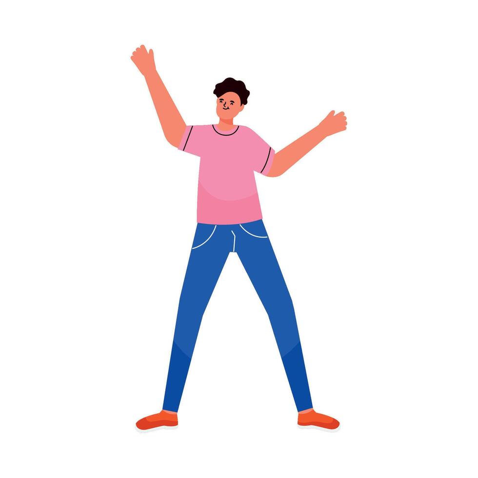 A man is standing with his arms up vector