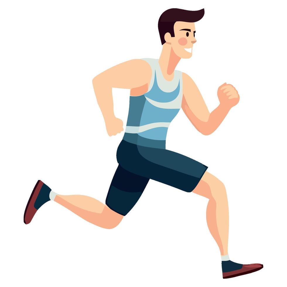 A man running in a blue tank top and shorts vector