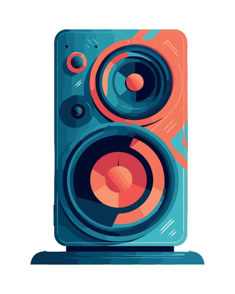A speaker with a blue and orange design vector