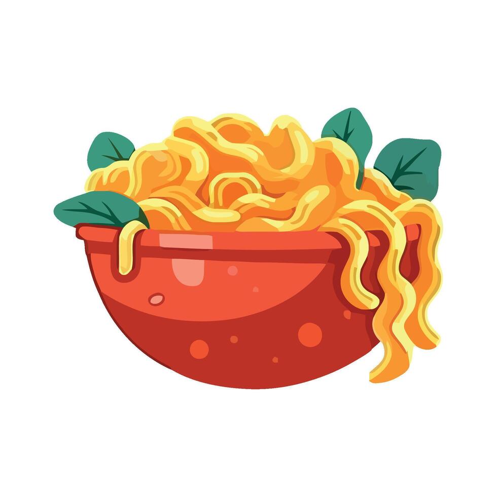 Spaghetti in bowl with sauce illustration vector