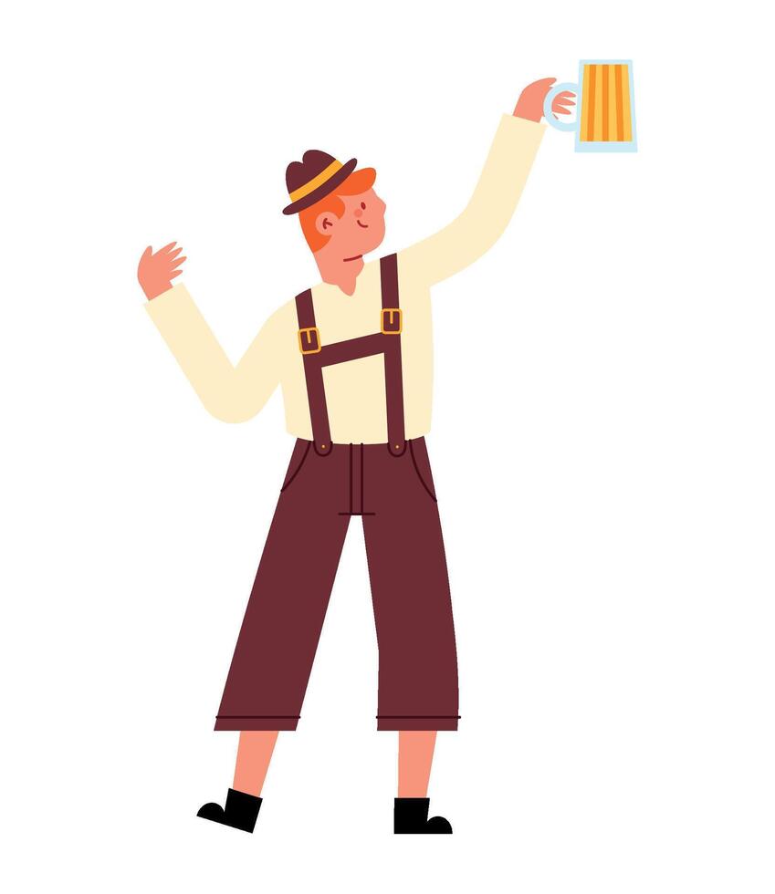 A man in a traditional bavarian costume holding a beer mug vector