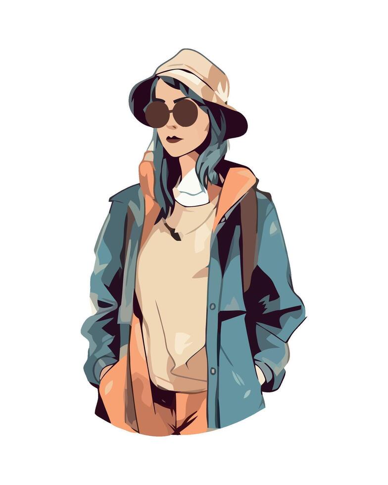 A cartoon woman in a hat and jacket vector