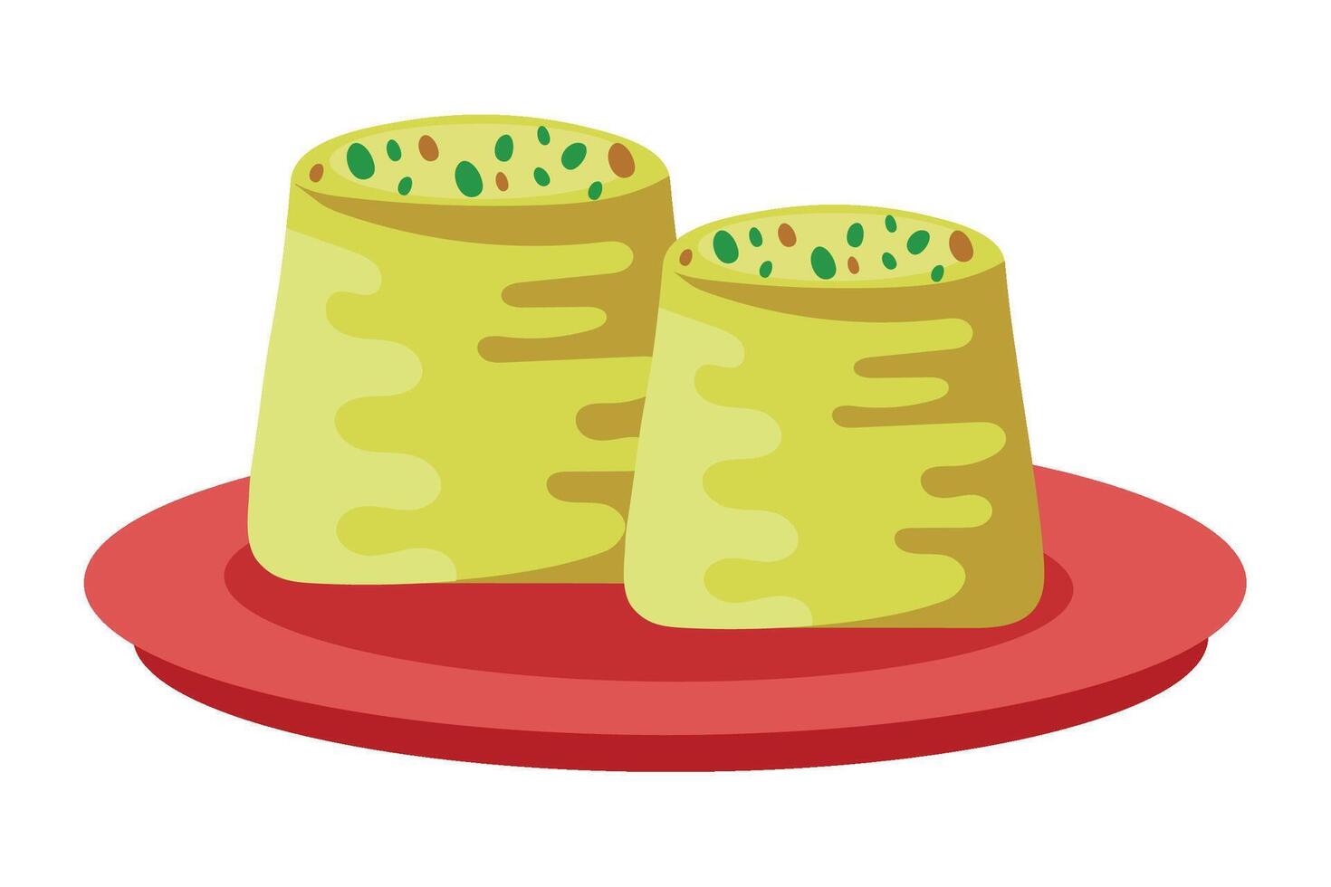 Two rolls of food on a red plate vector