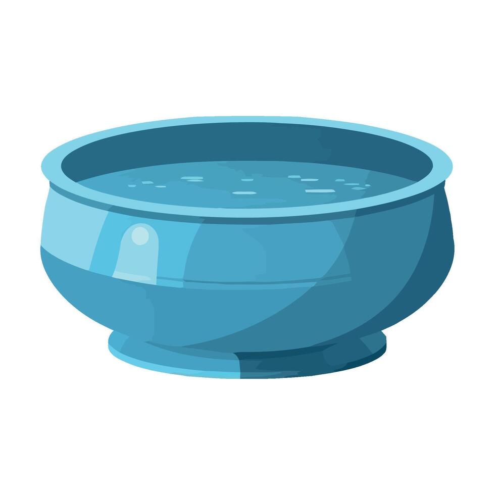Blue bowl with water in it on a white background vector