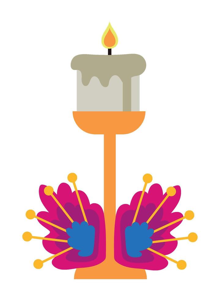 A candle with a bird on top of it vector