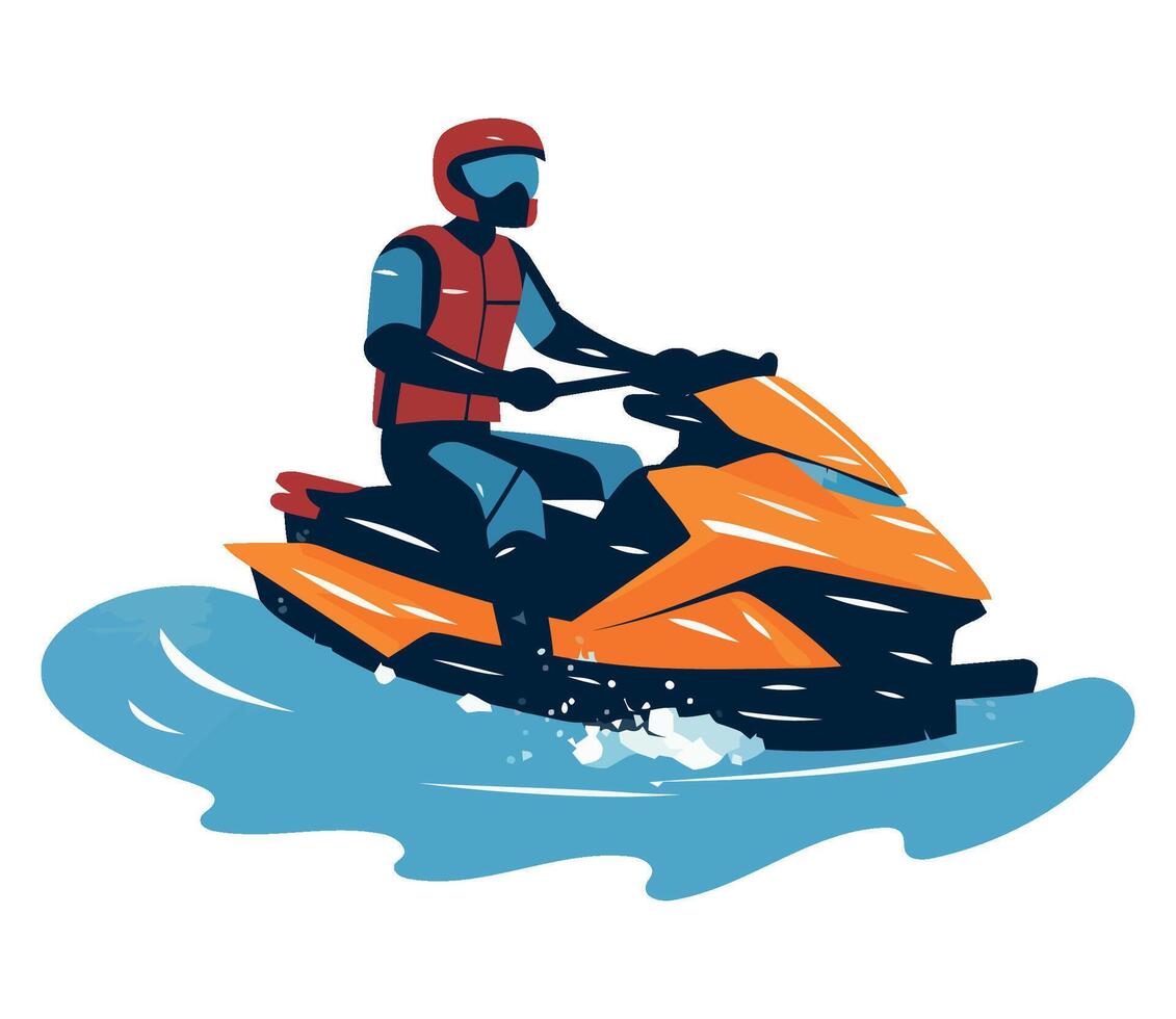A man riding a jet ski in the ocean vector