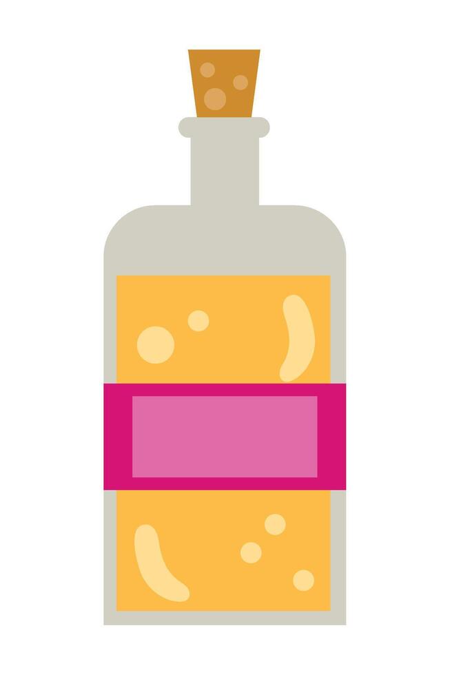 A bottle of alcohol with a pink ribbon on it vector