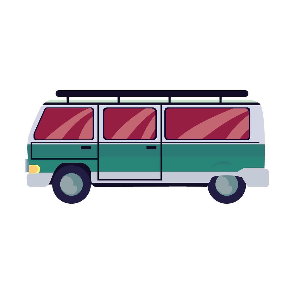 A van with a roof rack on top of it vector