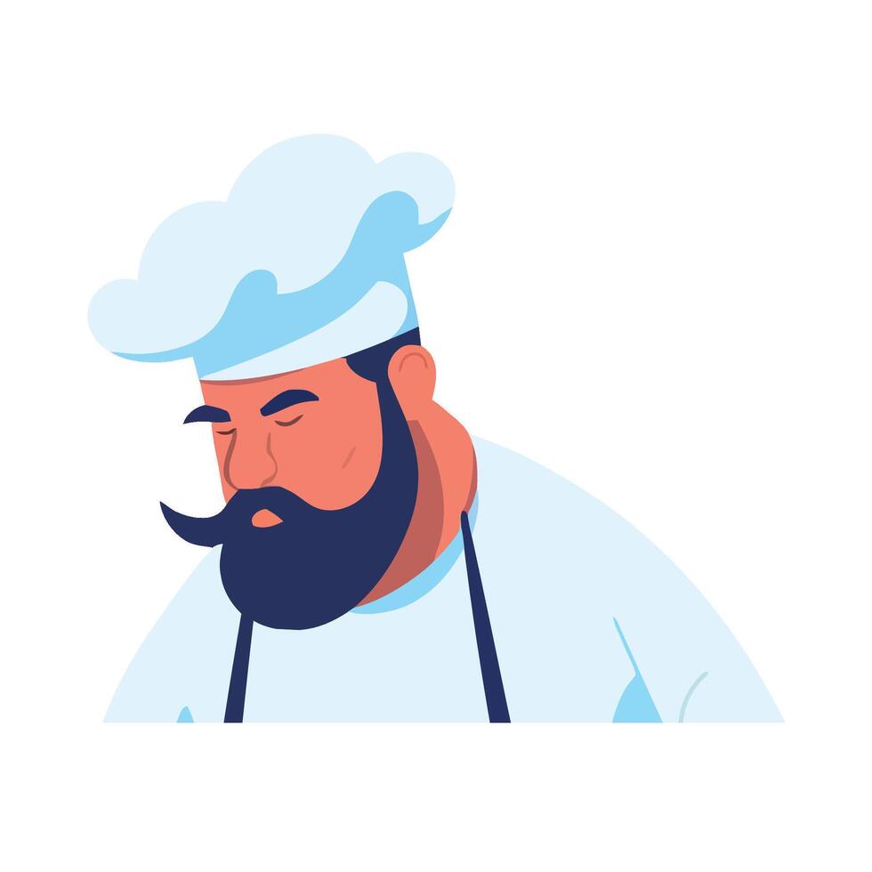 A chef with a beard and hat vector