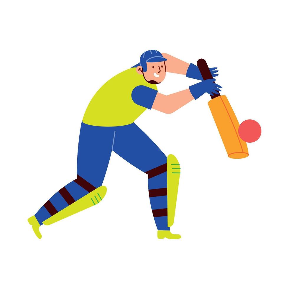 Cricket player with bat and ball illustration vector