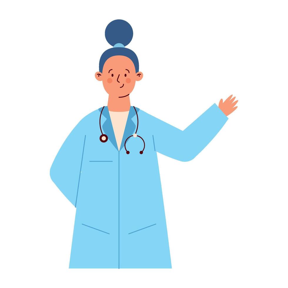 A cartoon doctor pointing to something vector