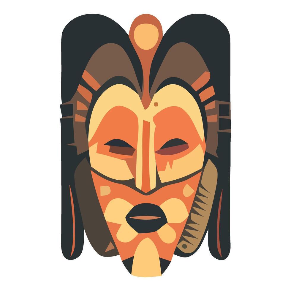 African mask icon illustration on white background vector