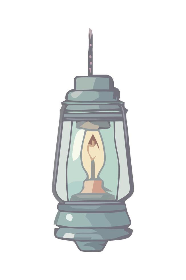 A lantern with a burning candle inside vector