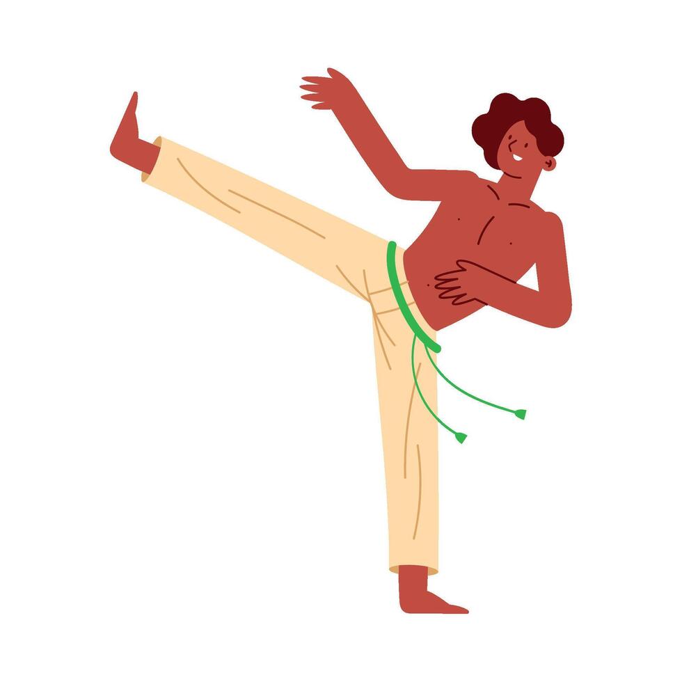 A man in a karate stance doing a kick vector