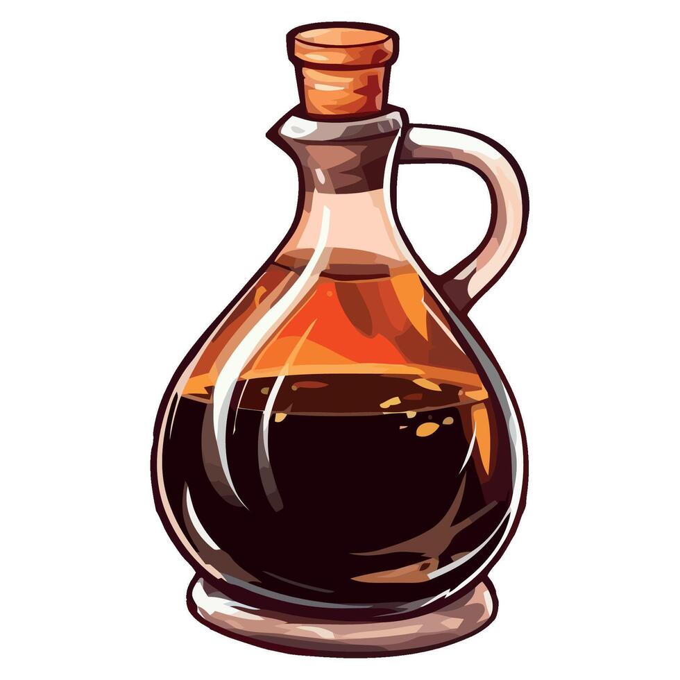 A bottle of syrup with a wooden handle vector