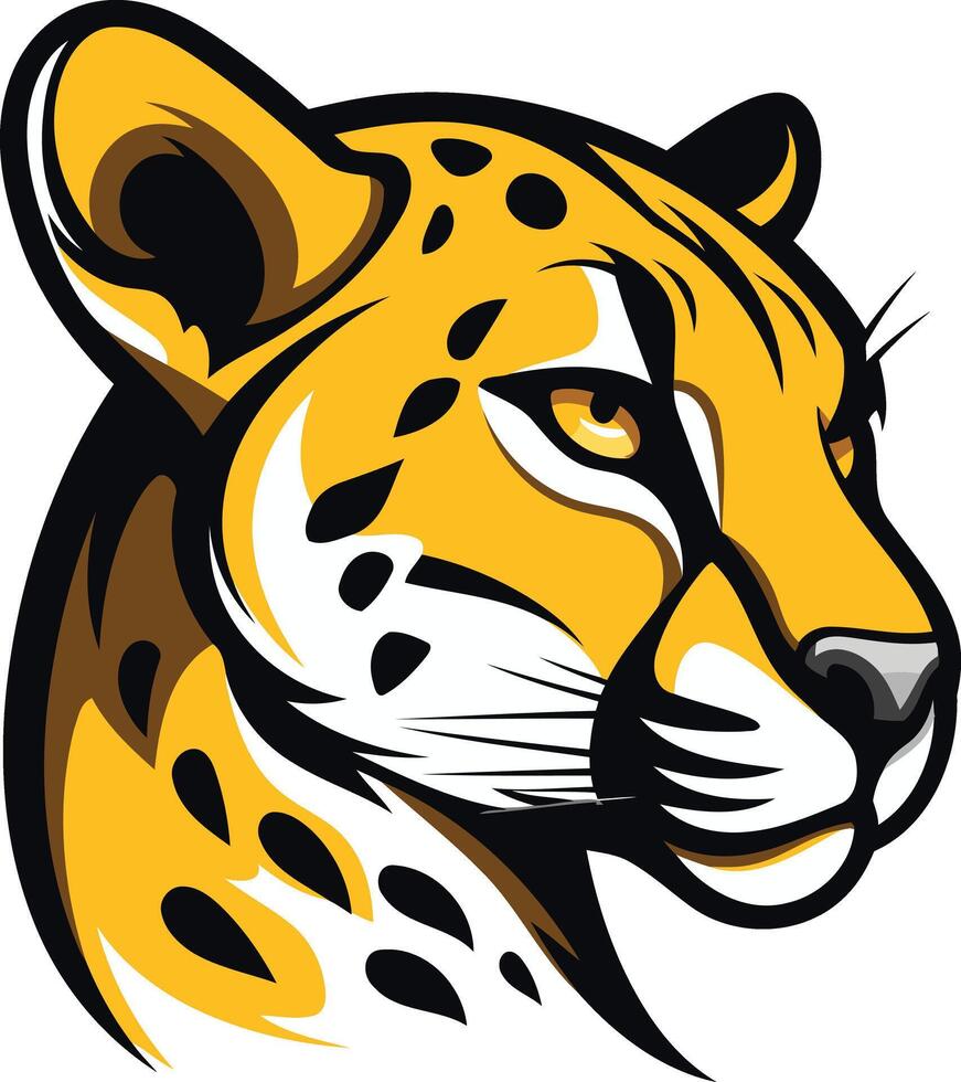 A fierce and bold cheetah head mascot, perfect for sports teams, brands, or any design needing a powerful animal image vector