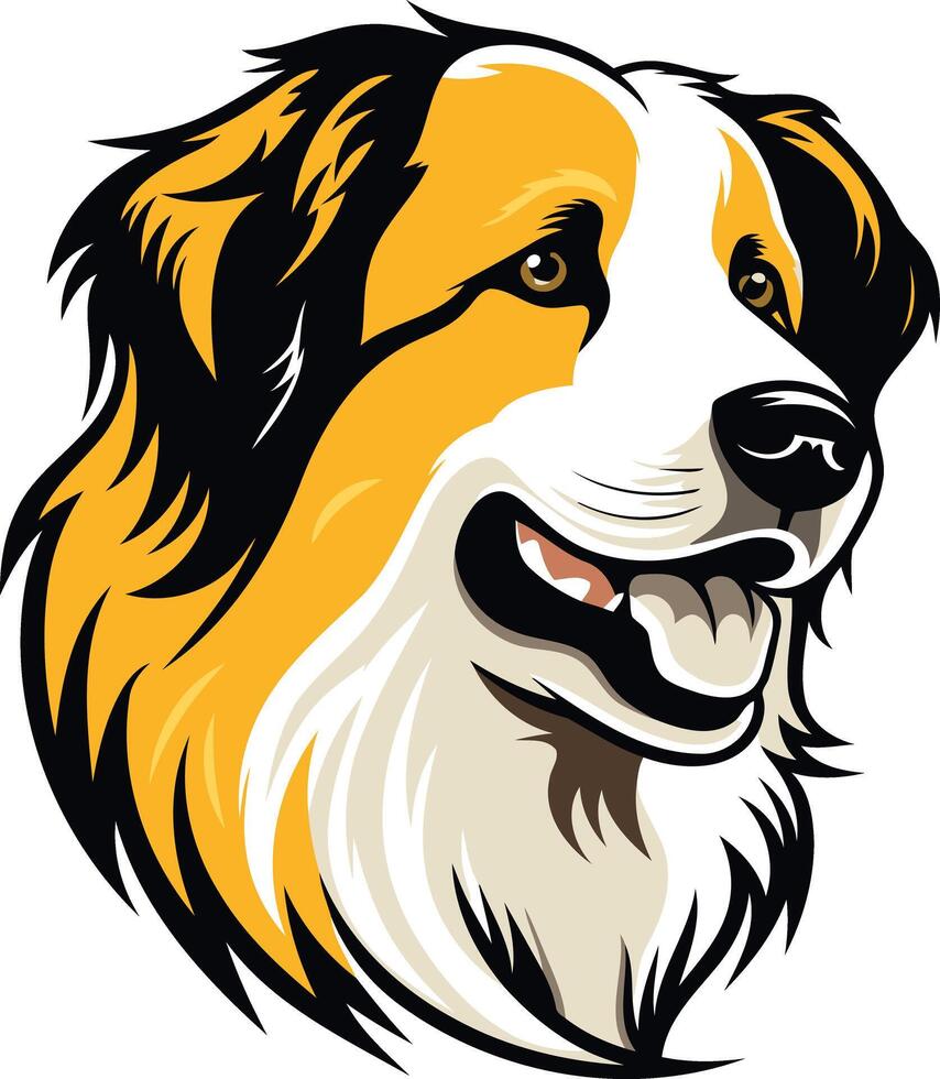 A friendly and playful cartoon dog head with a happy expression, perfect for pet related designs, logos, and illustrations vector