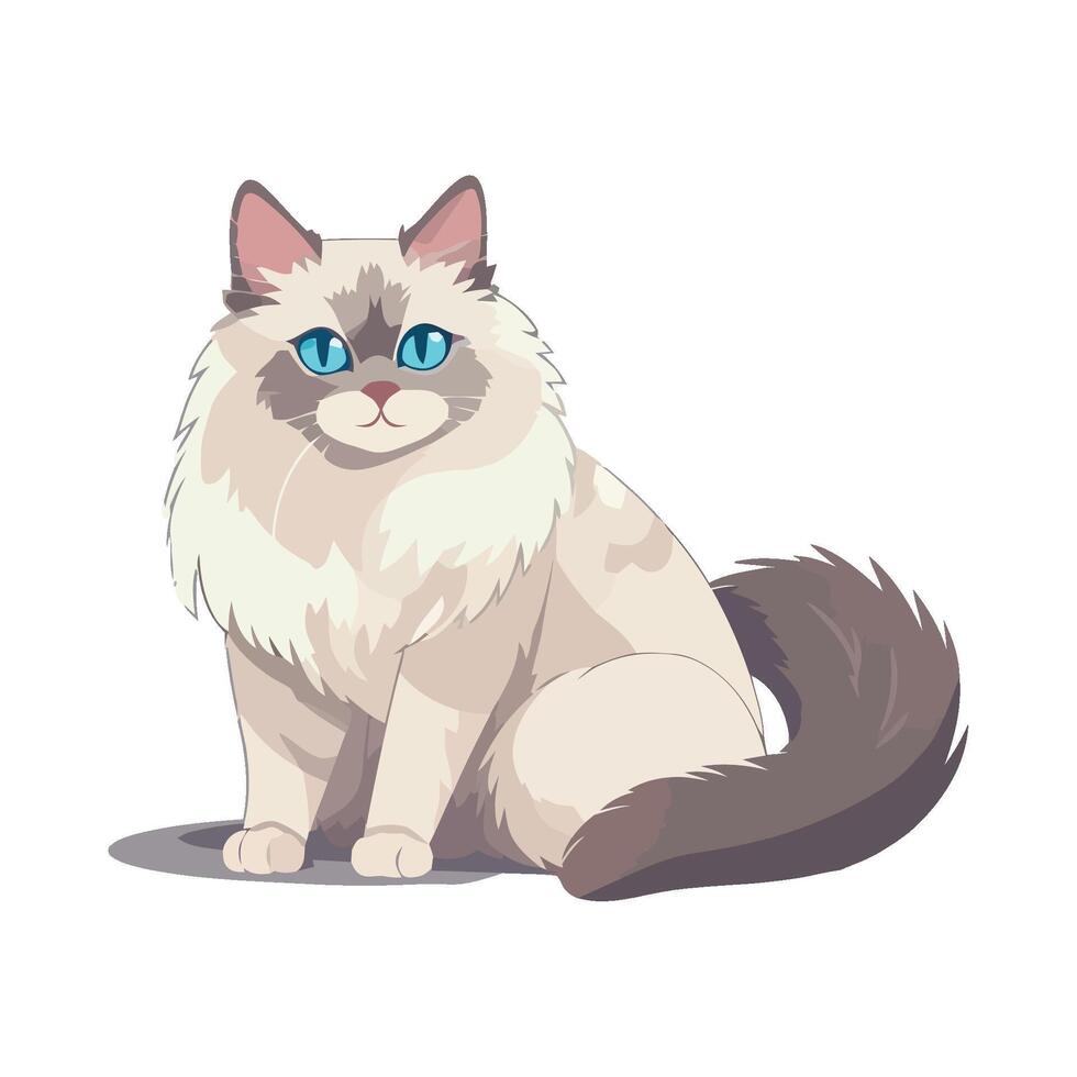 A cartoon cat with blue eyes sitting down vector