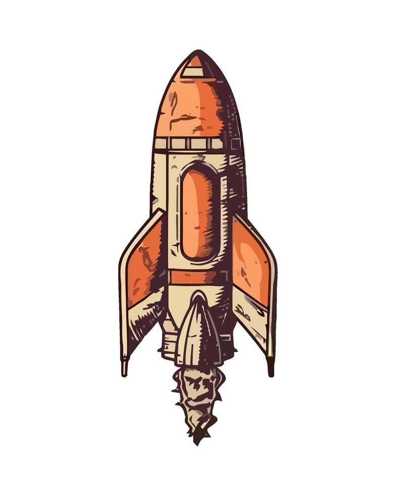 A drawing of a rocket ship on a white background vector