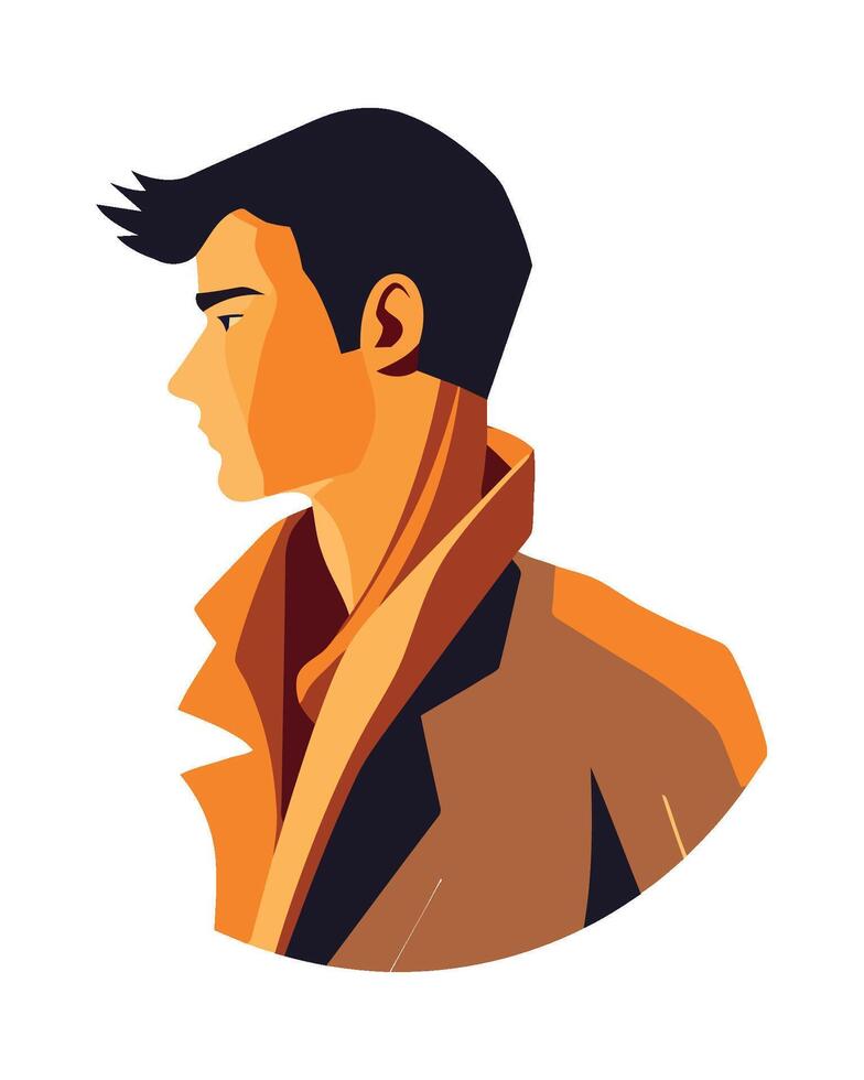 A man in a trench coat with a black hair vector