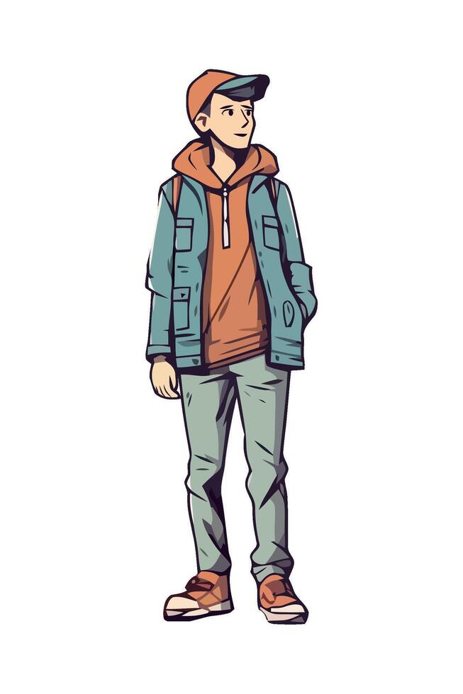 A cartoon man in a jacket and pants vector