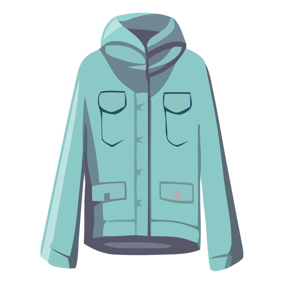 An illustration of a blue jacket with a hood vector