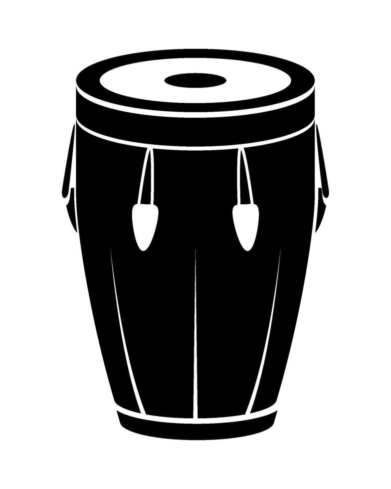 A black and white illustration of a drum vector